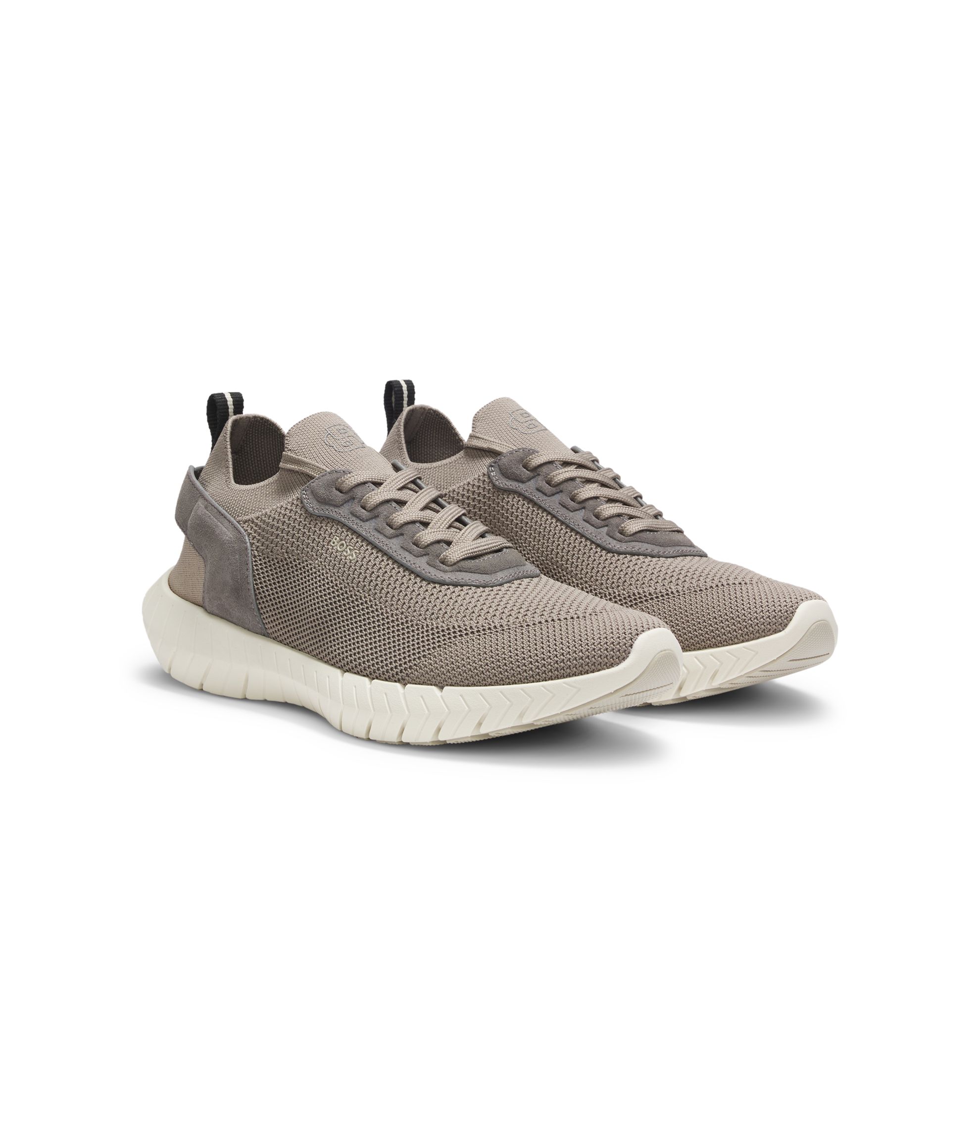 BOSS-MOTION Sneakers aus Strick mit Leder-Details