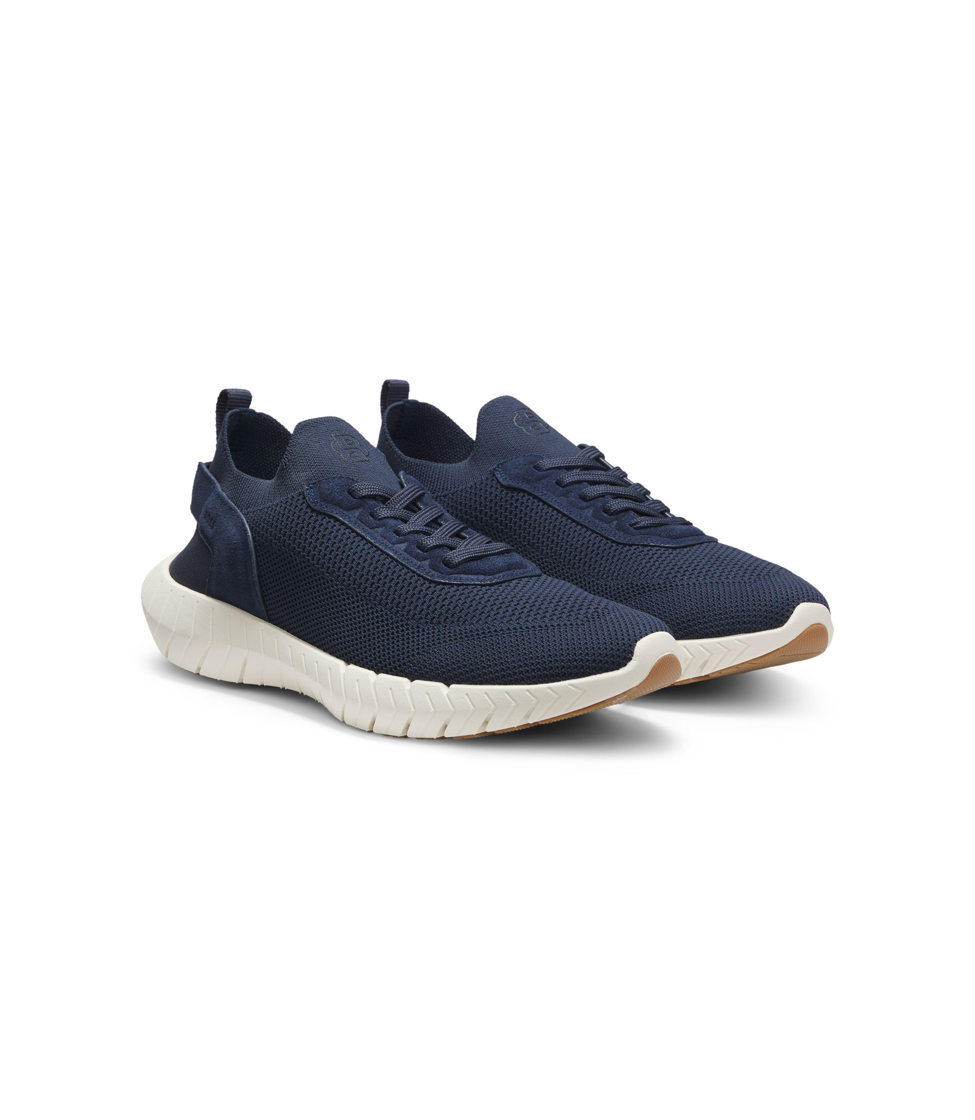 BOSS-MOTION Sneakers aus Strick mit Leder-Details