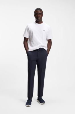 Sneakers BOSS-MOTION con tomaia in maglia e rifiniture in pelle, Blu scuro