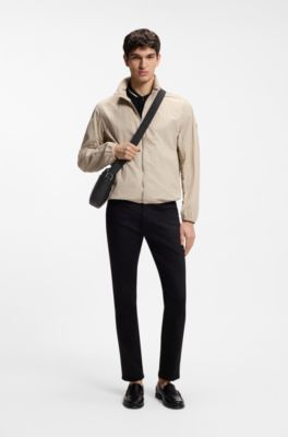 Reporter bag in pelle martellata con scritta del logo, Nero