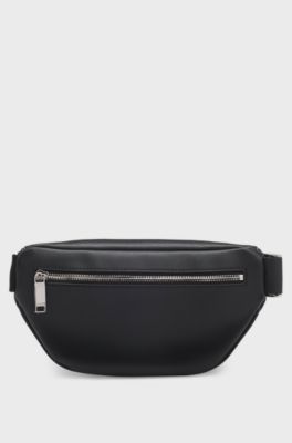 Grained belt bag with logo lettering, Black