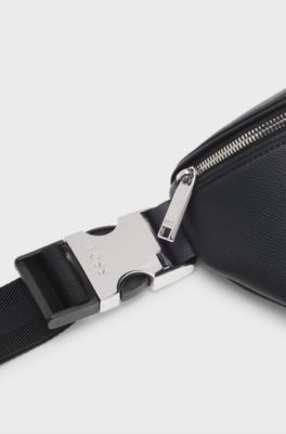 Grained belt bag with logo lettering, Black