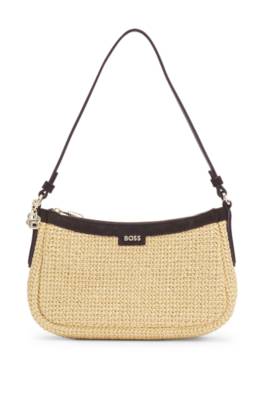 Raffia shoulder bag with Double B monogram charm 1