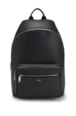 Backpack with double-zip front pocket, Black