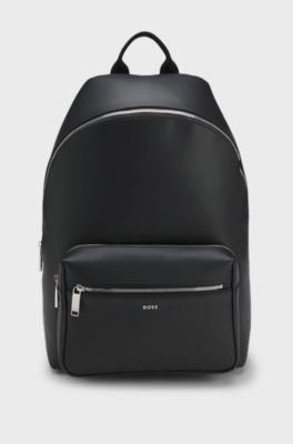 Backpack with double-zip front pocket, Black