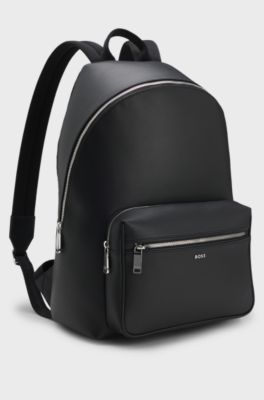 Backpack with double-zip front pocket, Black
