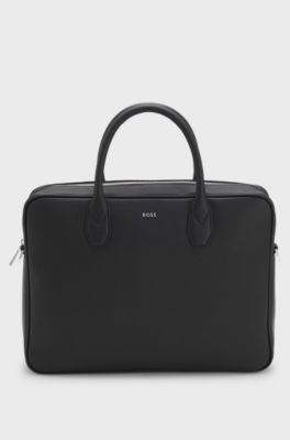 Grained document case with logo lettering, Black