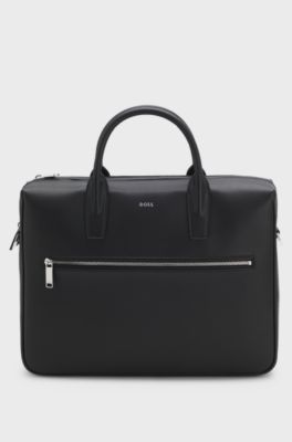 Grained document case with logo lettering, Black