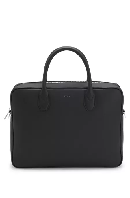 Grained document case with logo lettering