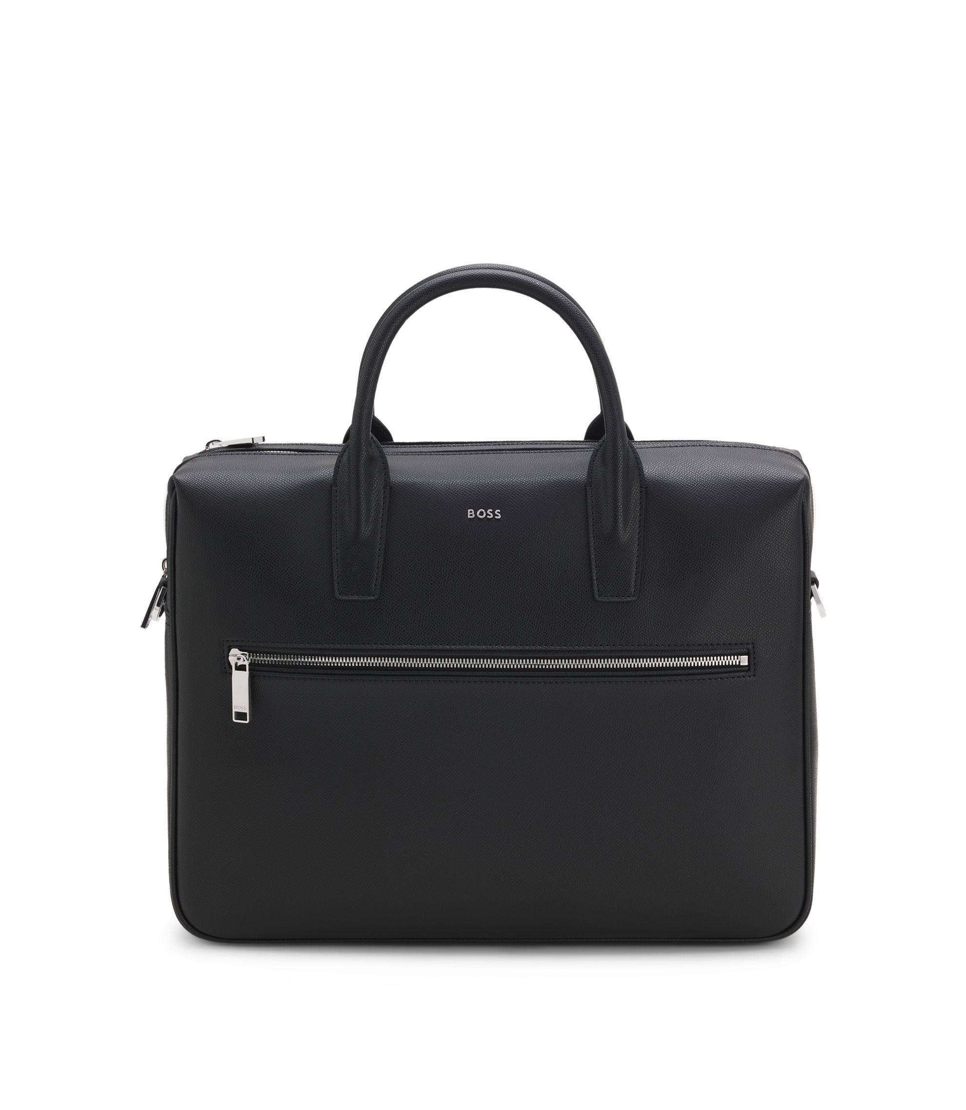 Aktentasche aus genarbtem Leder mit Logo-Schriftzug