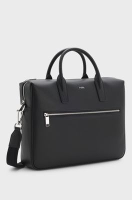 Grained document case with logo lettering, Black