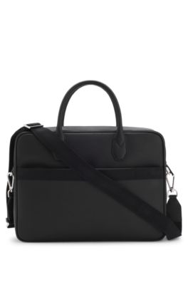 Grained document case with logo lettering, Black