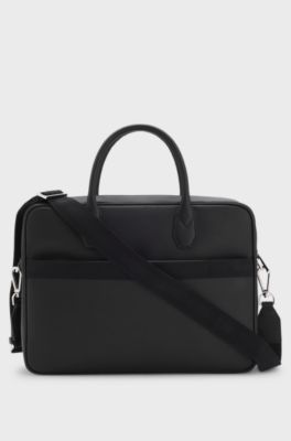 Grained document case with logo lettering, Black