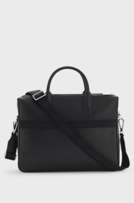 Grained document case with logo lettering, Black