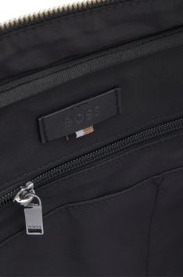 Grained document case with logo lettering, Black