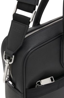 Grained document case with logo lettering, Black