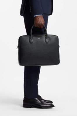 Grained document case with logo lettering, Black