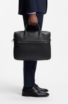 Grained document case with logo lettering, Black