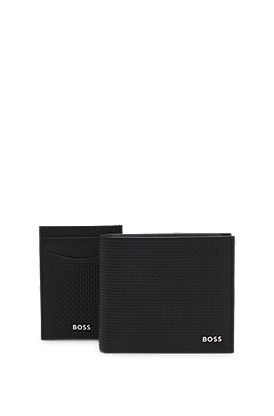Embossed-leather card holder and wallet gift set