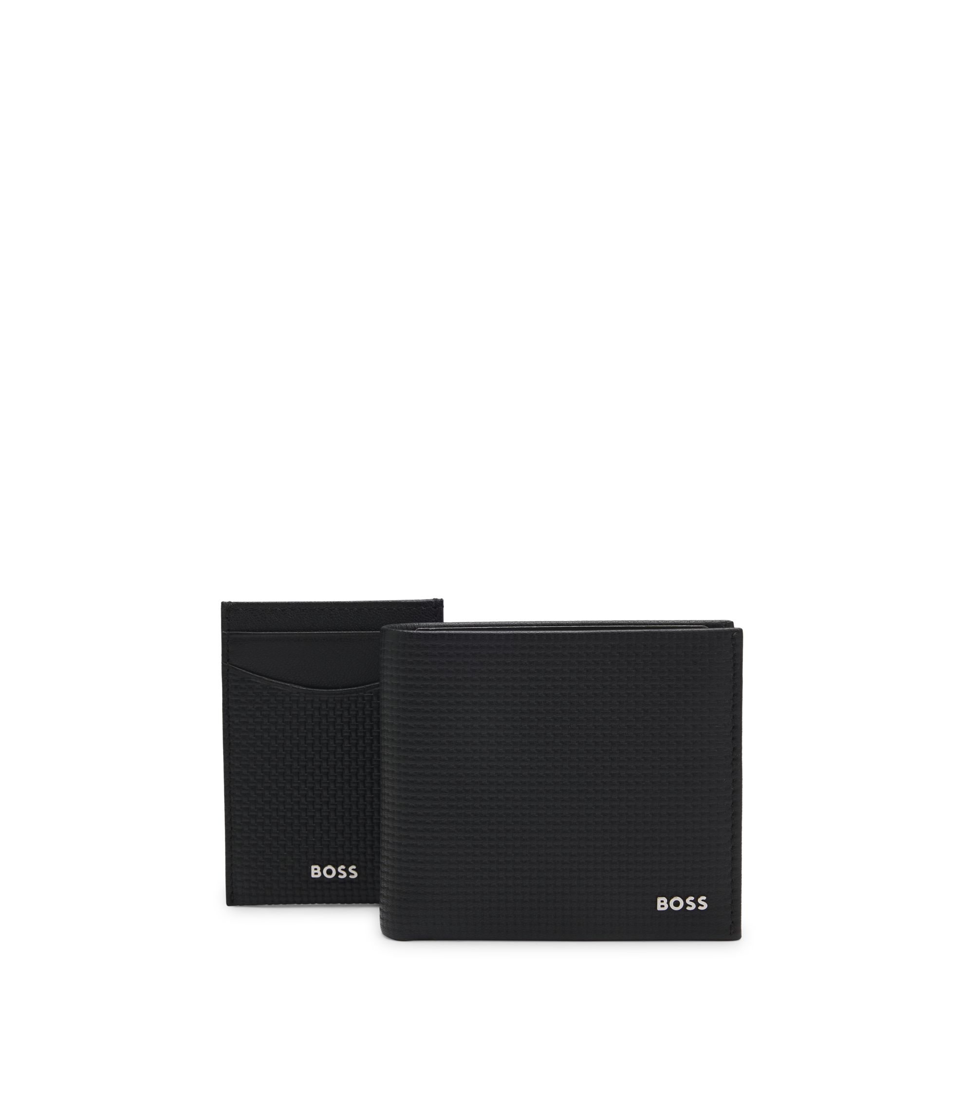 Geschenk-Set mit Kartenetui und Geldbörse aus geprägtem Leder