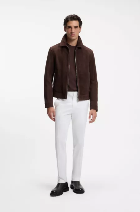 Veste en cuir suédé avec fermeture éclair
