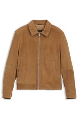 Suede leather jacket with zip closure 1