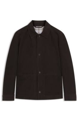 Boss Button-up jacket in suede with checked lining skinnjackor herr – bild 4
