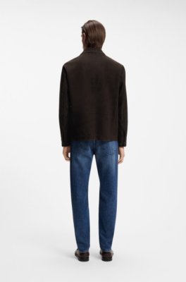 Boss Button-up jacket in suede with checked lining skinnjackor herr – bild 2