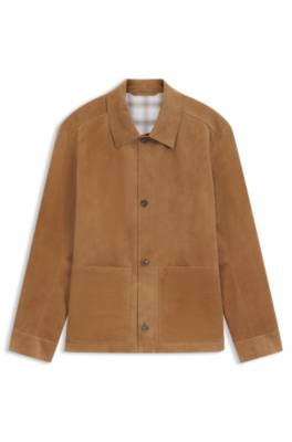 Boss Button-up jacket in suede with checked lining skinnjackor herr – bild 4