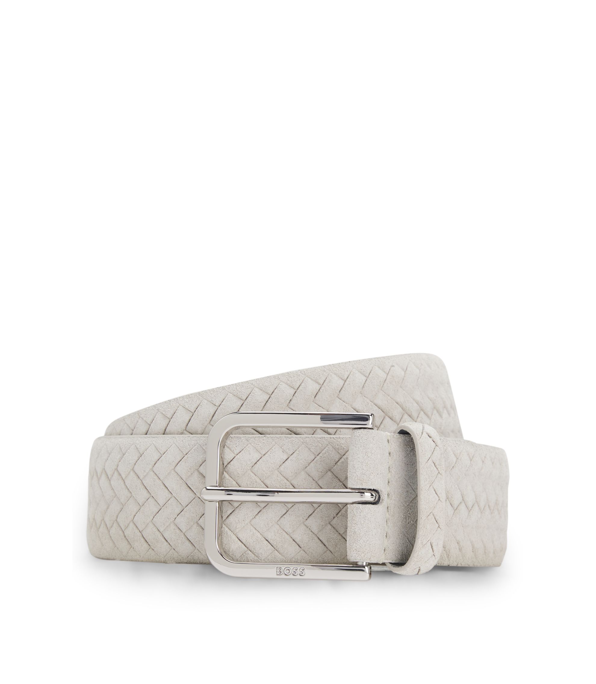 Gürtel aus gewebtem Veloursleder mit Logo-Schließe