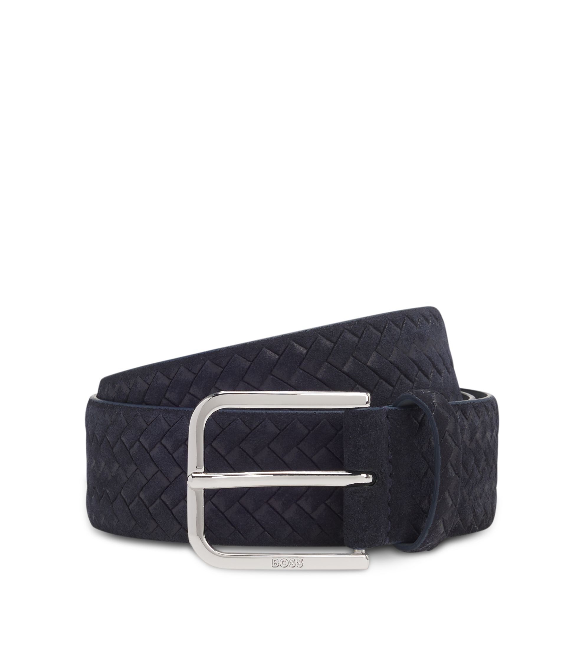 Gürtel aus gewebtem Veloursleder mit Logo-Schließe