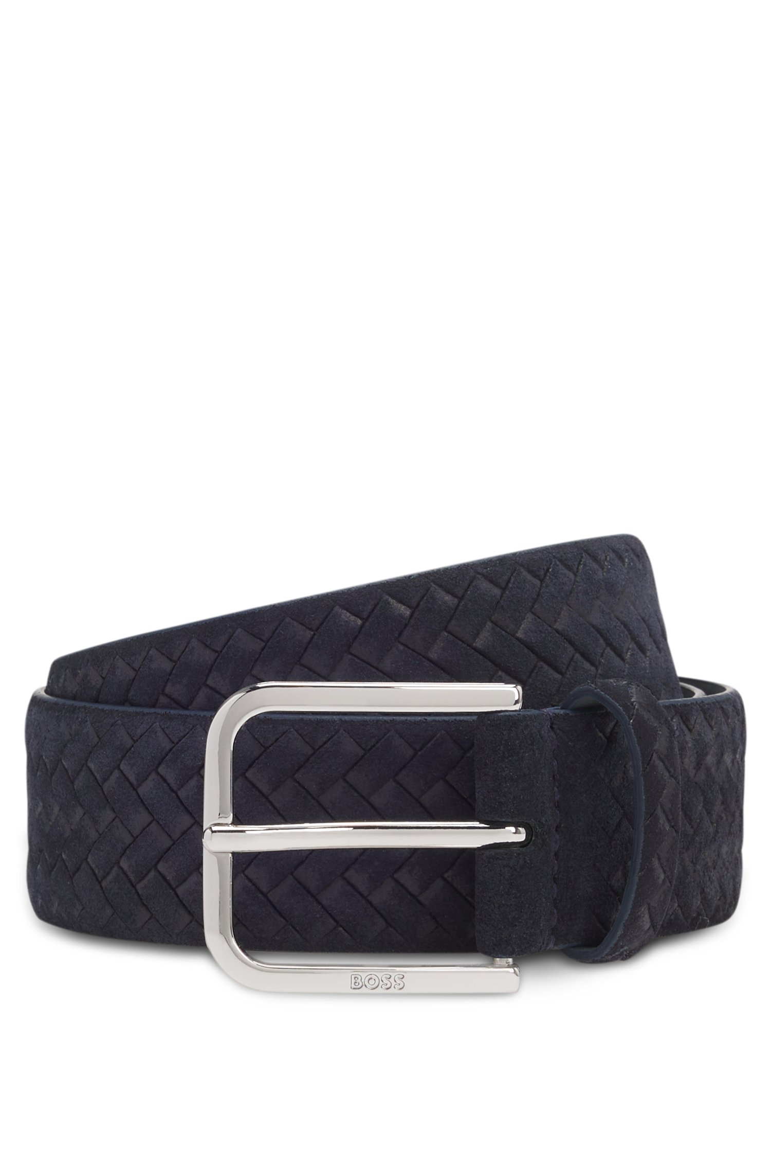 Boss Woven-suede belt with logo buckle skärp & hängslen herr