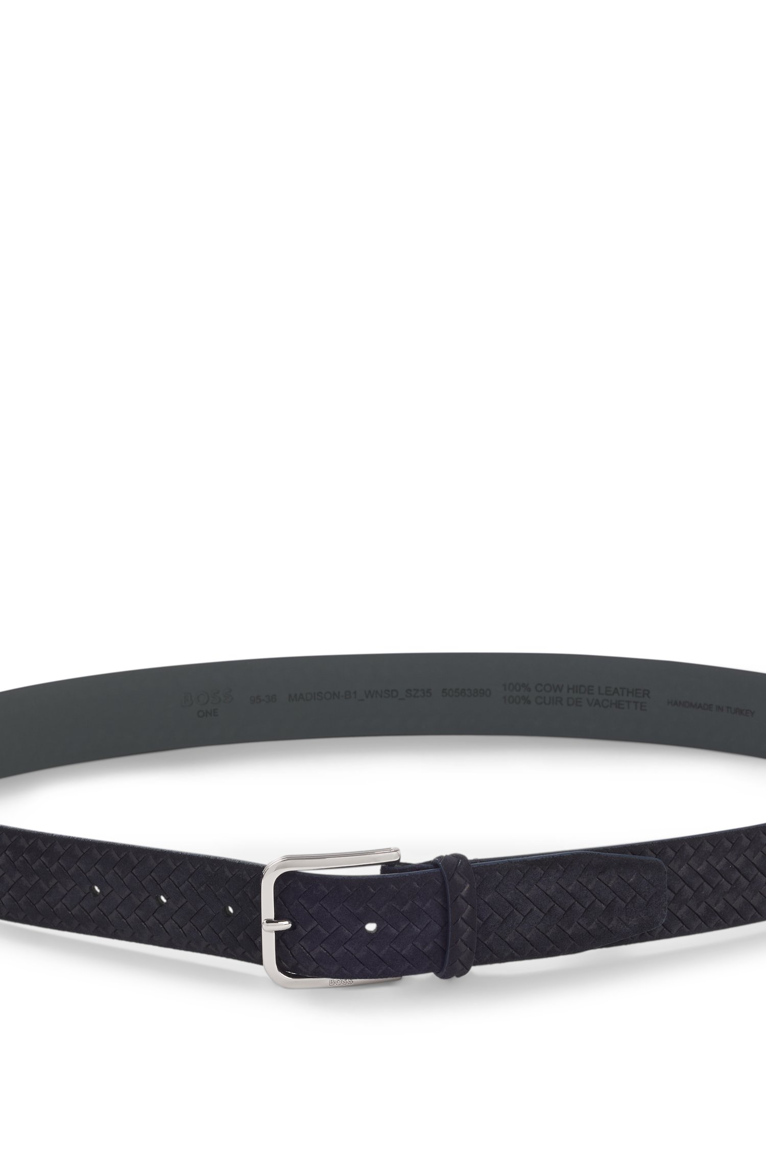 Boss Woven-suede belt with logo buckle skärp & hängslen herr – bild 3
