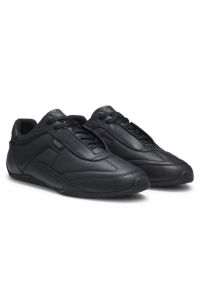 Leather trainers with logo detail, Black