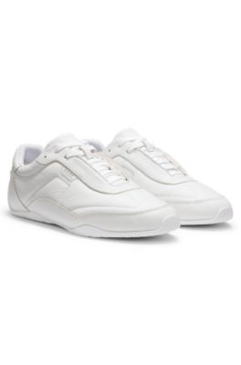 Leather trainers with logo detail, White