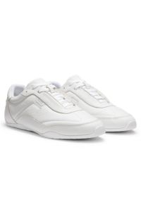 Leather trainers with logo detail, White