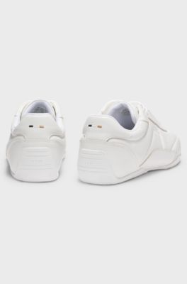 Leather trainers with logo detail, White