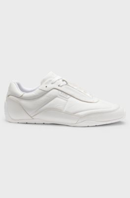 Leather trainers with logo detail, White