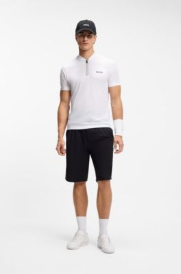 Leather trainers with logo detail, White