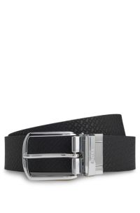 Reversible belt in Italian leather, Black