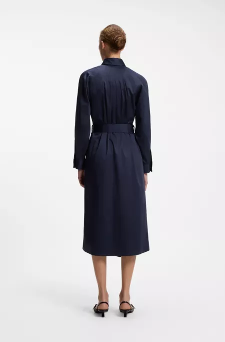 Belted maxi dress in cotton satin