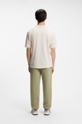 Regular-fit cotton T-shirt with varsity logo, Natural
