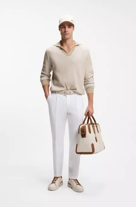 Canvas holdall with leather trims