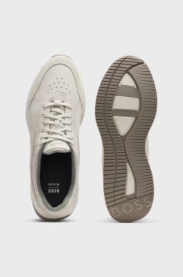 Baskets TTNM en cuir su&eacute;d&eacute;, Naturel