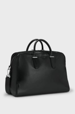 Sac de voyage en cuir avec logo en relief, Noir