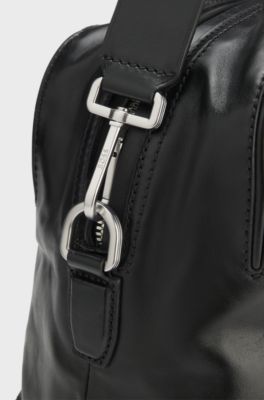 Sac de voyage en cuir avec logo en relief, Noir