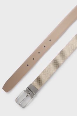 Reversible belt in Italian leather, Beige