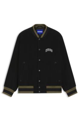 Varsity jacket in cotton corduroy with logo patch 4