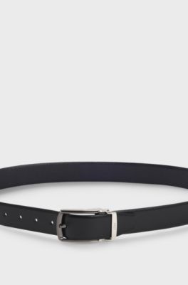 Reversible leather belt in smooth and textured finishes, Black