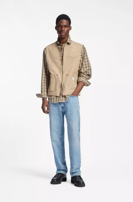 Zipped gilet in stretch-cotton canvas